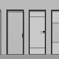 Modern Glass Interior Doors With Black Frames And Various Design Styles 3d model