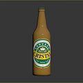 Orange Beer Bottle With Prima Artisan Label And Glossy Surface On Black Background