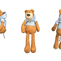Brown Teddy Bear Stuffed Doll Wearing Grey Hoodie Three Angles Detailed View