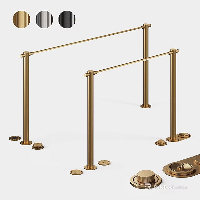 Modern Brass Table Lamp Design Featuring Long Rods Bases And Components On White Background 3d model