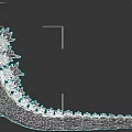 Game and Movie Monster Character with Spiked Back Long Tail and Gray Texture