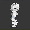 White Mechanical Robot Character With Blue Eyes And Outstretched Arms 3d model