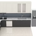 Modern Kitchen Interior With White Upper Black Lower Cabinets And Marble Countertop 3d model