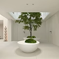 Modern Basement Interior With Cabinets Art Wall Plants And Doll 3d model