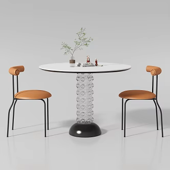 Modern round dining table and chair 3d model
