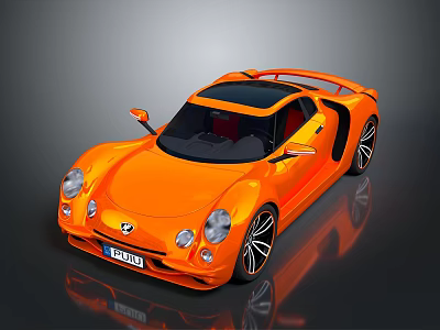 Orange Sports Car 3D Model With Sleek Body Black Roof And Stylish Wheels 3d model
