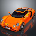Orange Sports Car 3D Model With Sleek Body Black Roof And Stylish Wheels