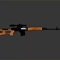 Orange And Black Tactical Rifle With Scope And Modern Design Features