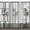 Modern partition glass screen partition 3d model