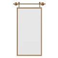 Rectangular Mirror With Brown Wooden Frame For Home Interior Decor 3d model