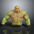 Game Movie Character With Green Skin Muscular Build Sharp Fangs Red Necklace And Chest Tattoos