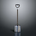 High Quality Metal Shovel With Silver Handle And Square Reflective Blade