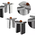 Concrete Side Tables With Modern Minimalist Design Displayed In Various Angles And Decorative Balls