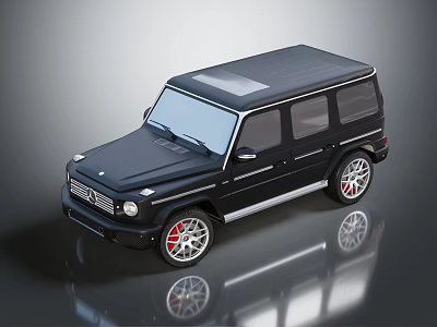 Black SUV With Sleek Black Roof Red Accented Alloy Wheels Modern Design On Reflective Surface 3d model