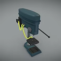 Sturdy Workbench Furniture Featuring Green Drill Press And Yellow Cords