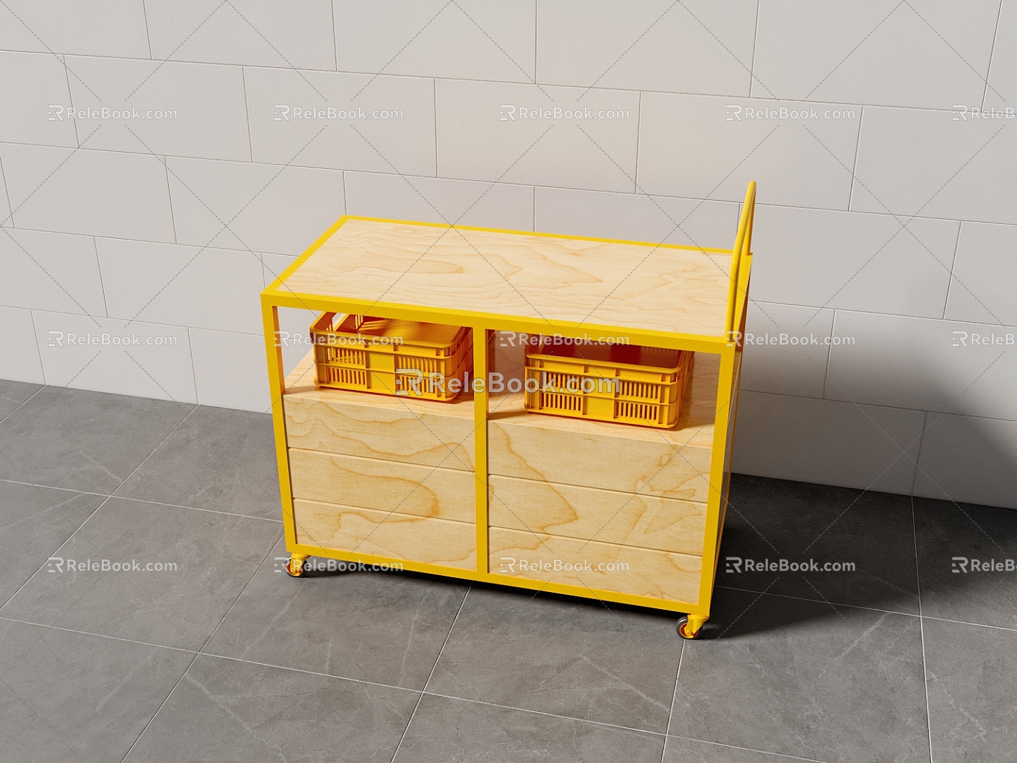 Selling carts bread containers plastic baskets 3d model