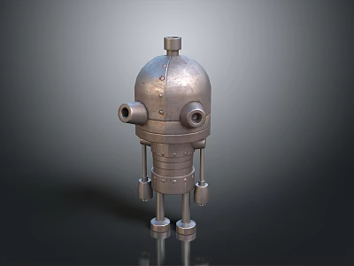 Industrial Mechanical Character With Metallic Spherical Head And Side Openings On Leg Supports 3d model