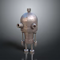Industrial Mechanical Character With Metallic Spherical Head And Side Openings On Leg Supports