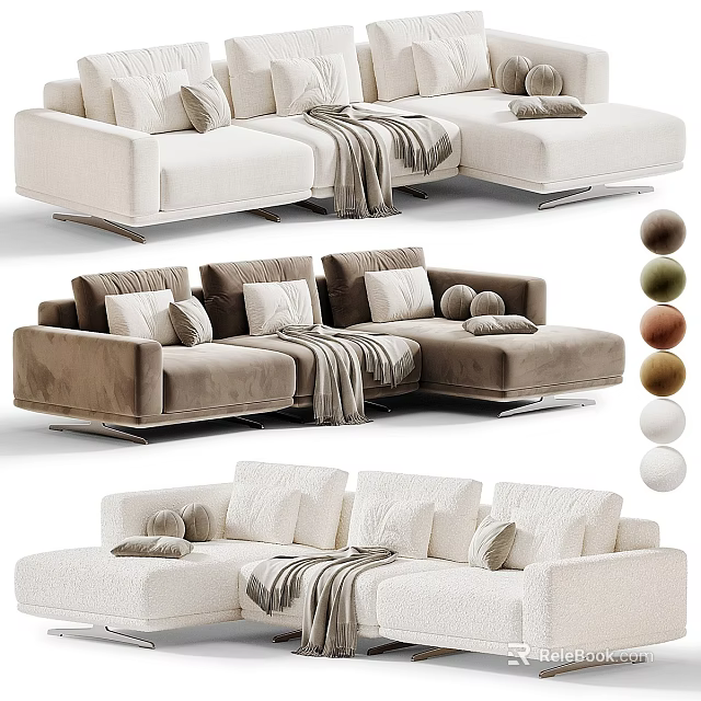 Stylish Multiple Fabric Color Options L Shaped Leisure Sofa Combination For Modern Cozy Living Room 3d model 