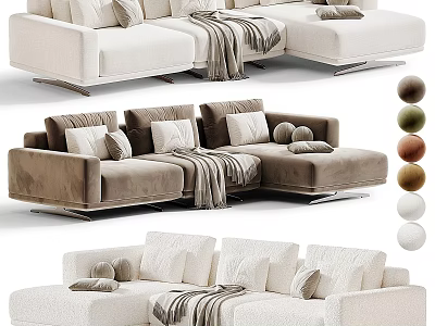 Stylish Multiple Fabric Color Options L Shaped Leisure Sofa Combination For Modern Cozy Living Room 3d model