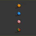 Colorful Christmas Themed Decorative Balls For Clothing And Hats On Wooden Shelves
