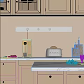 Modern White Kitchen Cabinets With Marble Countertop Appliances Wall Rail And Chopping Boards