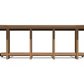 Modern Oak Rectangular Conference Table With Sturdy Wooden Legs and Simple Structure 3d model