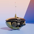 Advanced Yellow Spherical Smart Machine With Top Antennas And Front Lenses