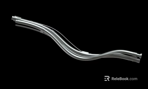 Shiny Silver Metal Curved Wavy Tube Structure With Smooth Surface Design 3d model 