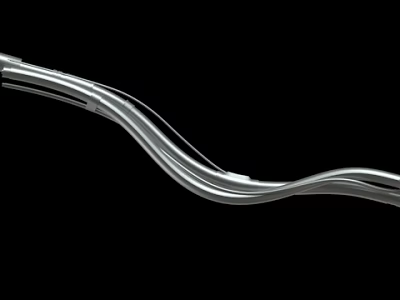 Shiny Silver Metal Curved Wavy Tube Structure With Smooth Surface Design 3d model