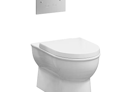 Modern White Ceramic Toilet Design With Sleek Profile And Wall Mounted Flush Panel 3d model