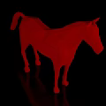Red Low Poly Horse Sculpture Against Black Background With Modern Design 3d model