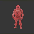 Man in Tactical Military Gear Standing with Helmet and Protective Armor