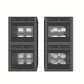 Black Double Door Kitchen Appliances With Glass Doors Upper And Lower Storage Layers