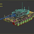 Military Armored Vehicle Tank With Camouflage Pattern Long Cannon And Heavy Tracks