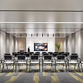 Modern Conference Room Interior With Arranged Chairs Large Screen And Carpet