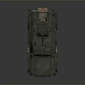 Green Military Tank With Antenna Turret Worn Exterior And Large Wheels