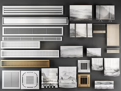 Modern Roman Blinds Collection With Various Designs And Materials For Windows 3d model