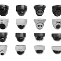 Various Security Surveillance Cameras With Different Black And White Design Options 3d model