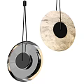 Modern Dual Round Pendant Lights With Metallic And Textured Surface Design