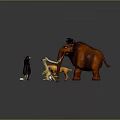 Ice Age Cartoon Characters Including Mammoth Sloth Sabertooth Bear And Small Animals Standing Together 3d model