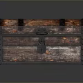 Antique Vintage Wooden Chest With Rustic Wood Finish And Metal Straps