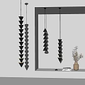 Modern Stacked Triangular Pendant Lights In Minimalist Interior Space 3d model