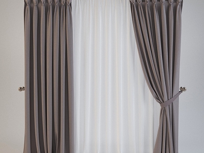 Modern Fabric Curtain Window Screen 3d model