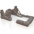 Stone Architectural Components Featuring Ruined Wall Sections And Archway Structures 3d model