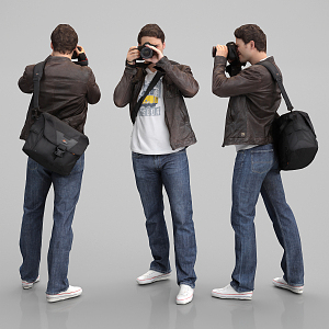 Modern men take pictures of people 3d model