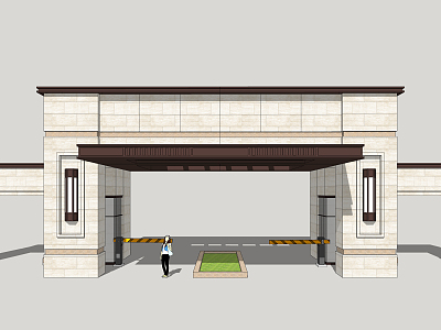 Modern Gate Residential Area Gate model