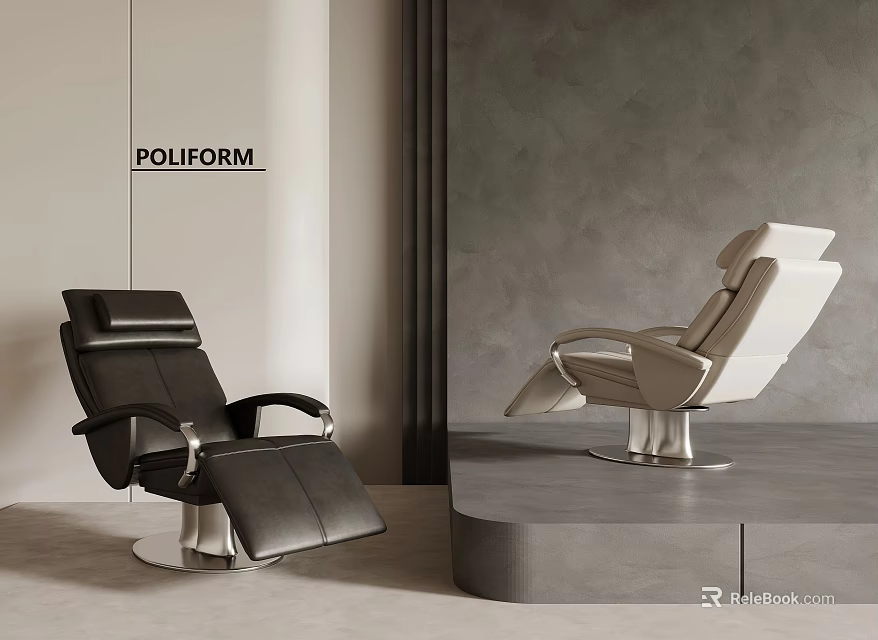 Poliform Modern Black And Beige Recliner Chairs In Minimalist Showroom Space 3d model 
