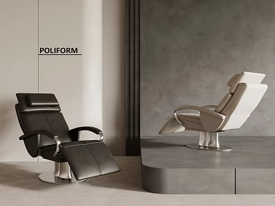 Poliform Modern Black And Beige Recliner Chairs In Minimalist Showroom Space 3d model