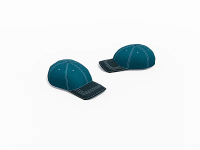Two Green Baseball Caps With Black Brims Stylish Casual Daily Headwear Accessory 3d model